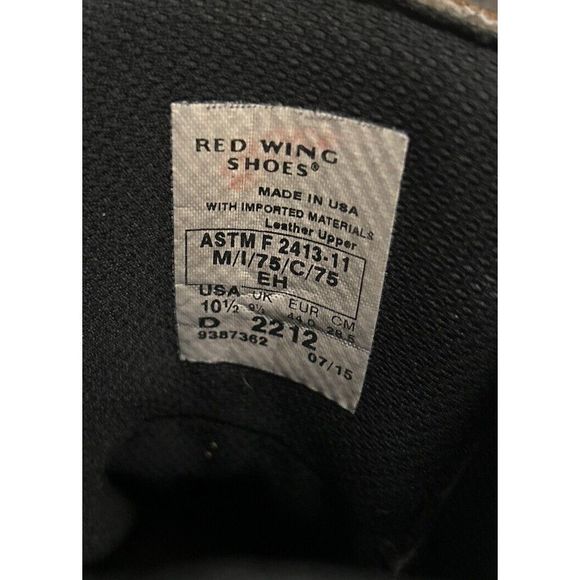 RED WING 2212 Mens 10.5 D  Steel Toe Work Boots  USA Workwear Leather - Picture 9 of 10
